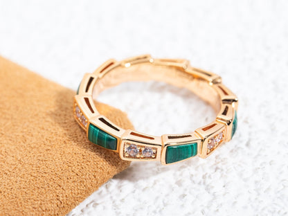 [ELAN LUXE]SERPENTI RING PINK GOLD MALACHITE DIAMOND 3MM