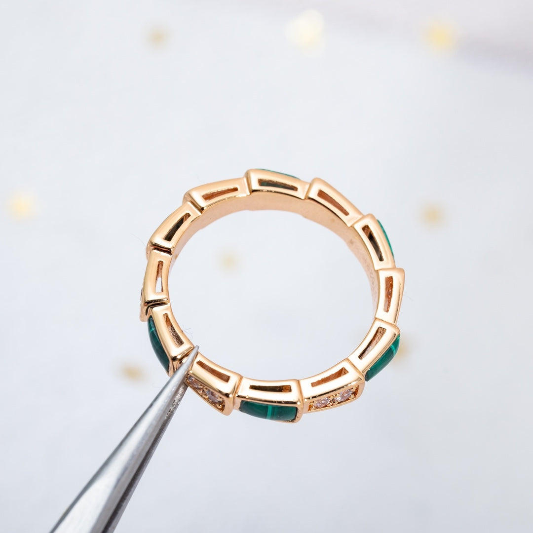 [ELAN LUXE]SERPENTI RING PINK GOLD MALACHITE DIAMOND 3MM