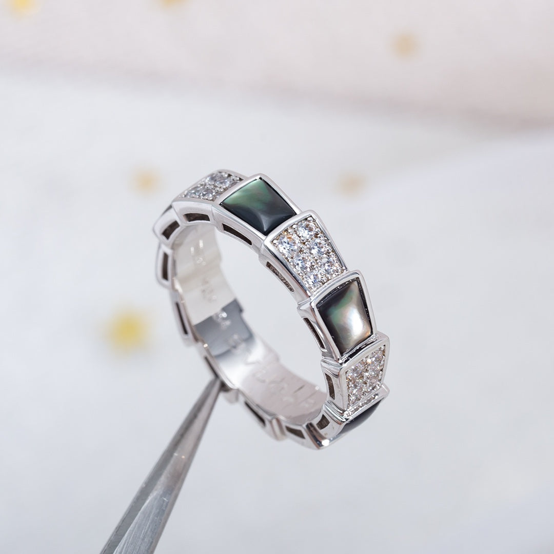 [ELAN LUXE]SERPENTI RING SILVER DIAMOND BLACK MOP 4MM