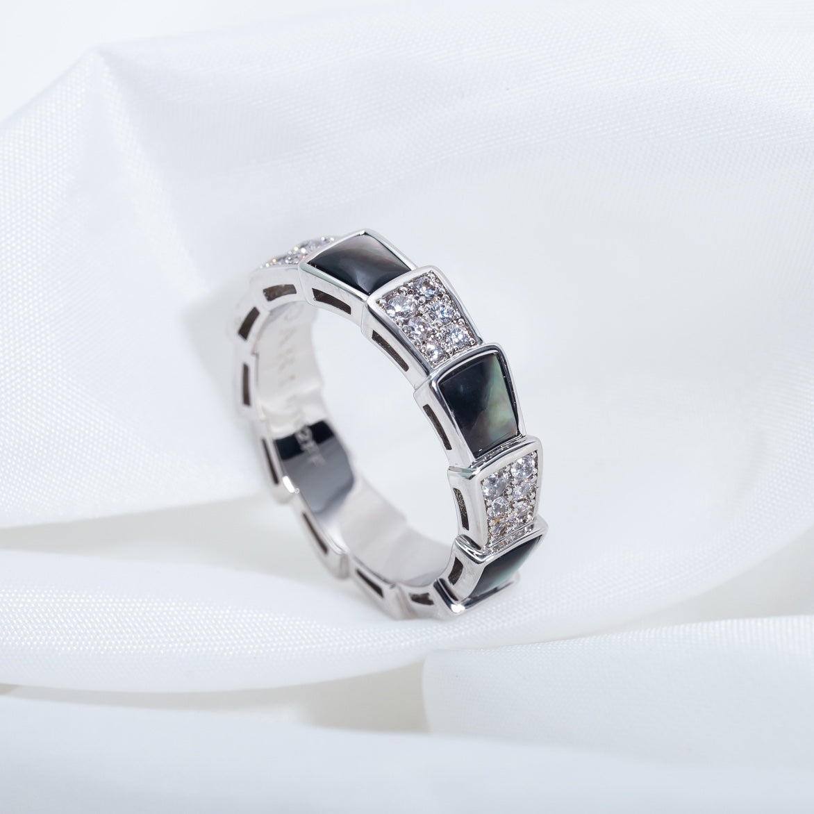 [ELAN LUXE]SERPENTI RING SILVER DIAMOND BLACK MOP 4MM