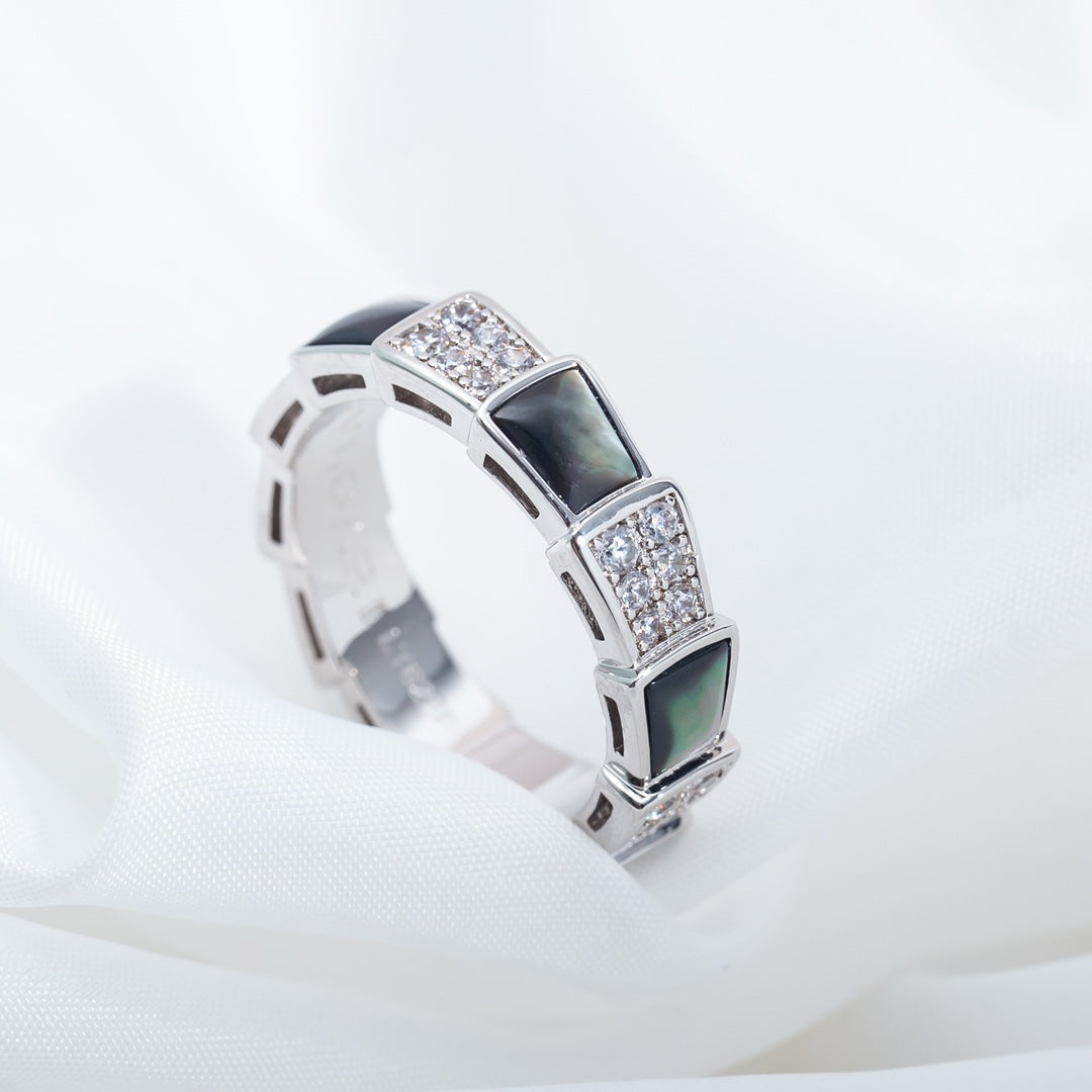 [ELAN LUXE]SERPENTI RING SILVER DIAMOND BLACK MOP 4MM