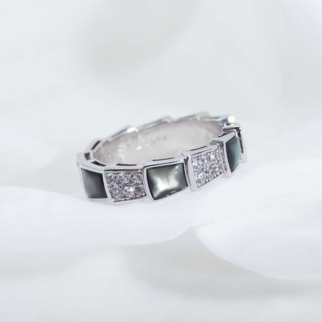 [ELAN LUXE]SERPENTI RING SILVER DIAMOND BLACK MOP 4MM