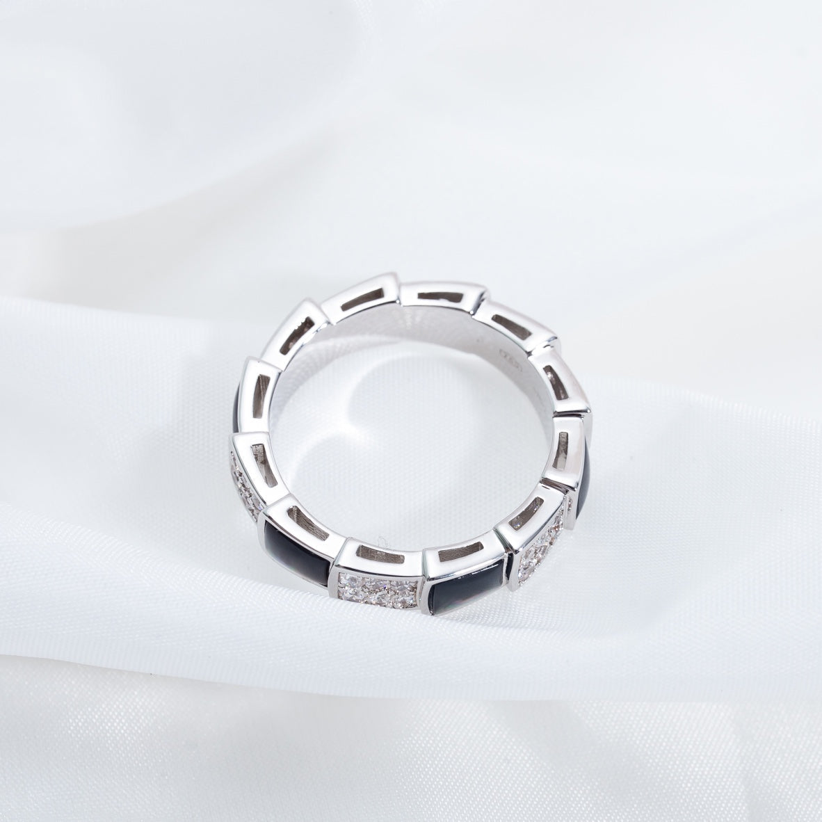 [ELAN LUXE]SERPENTI RING SILVER DIAMOND BLACK MOP 4MM
