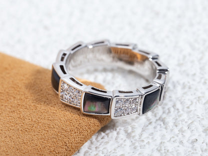 [ELAN LUXE]SERPENTI RING SILVER DIAMOND BLACK MOP 4MM