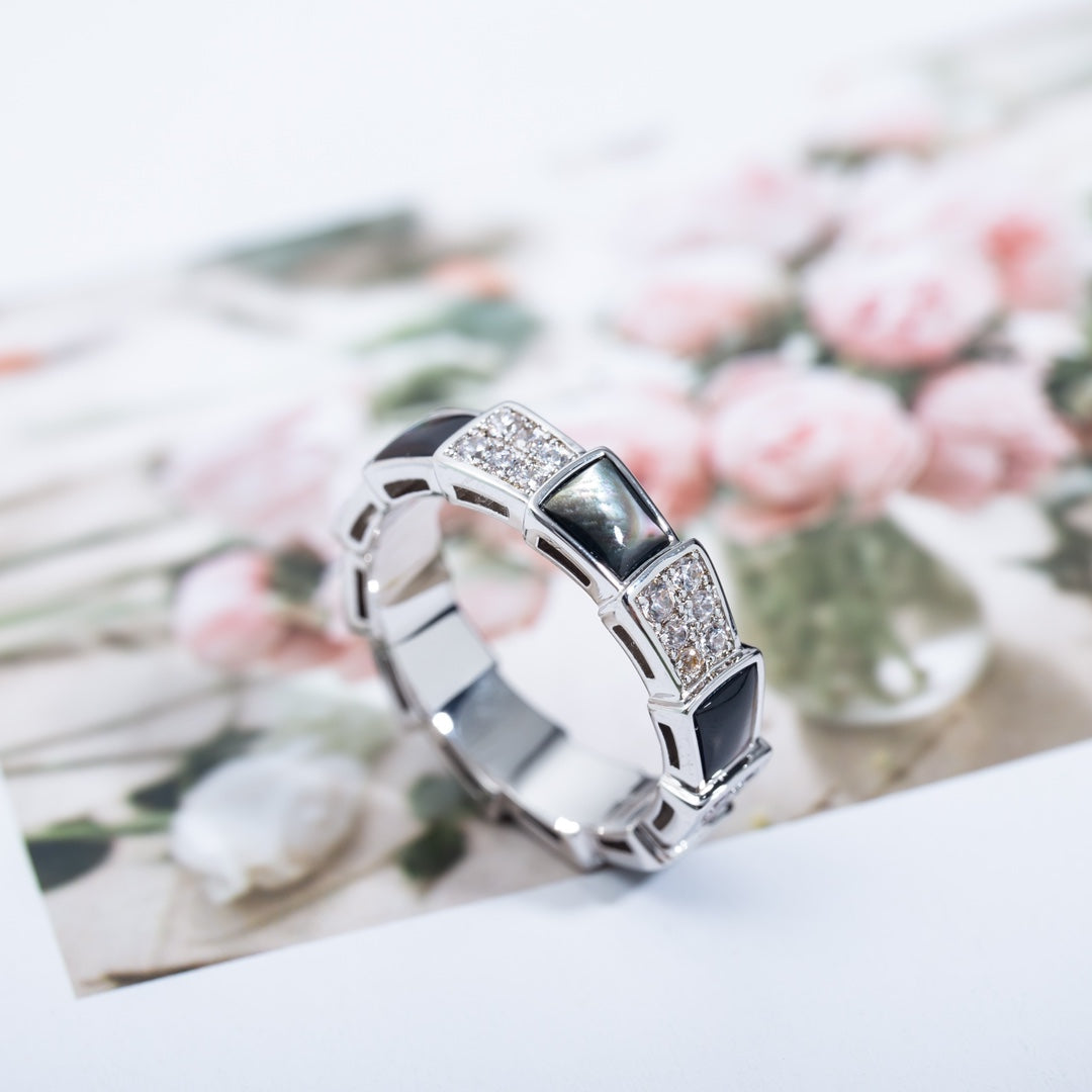[ELAN LUXE]SERPENTI RING SILVER DIAMOND BLACK MOP 4MM