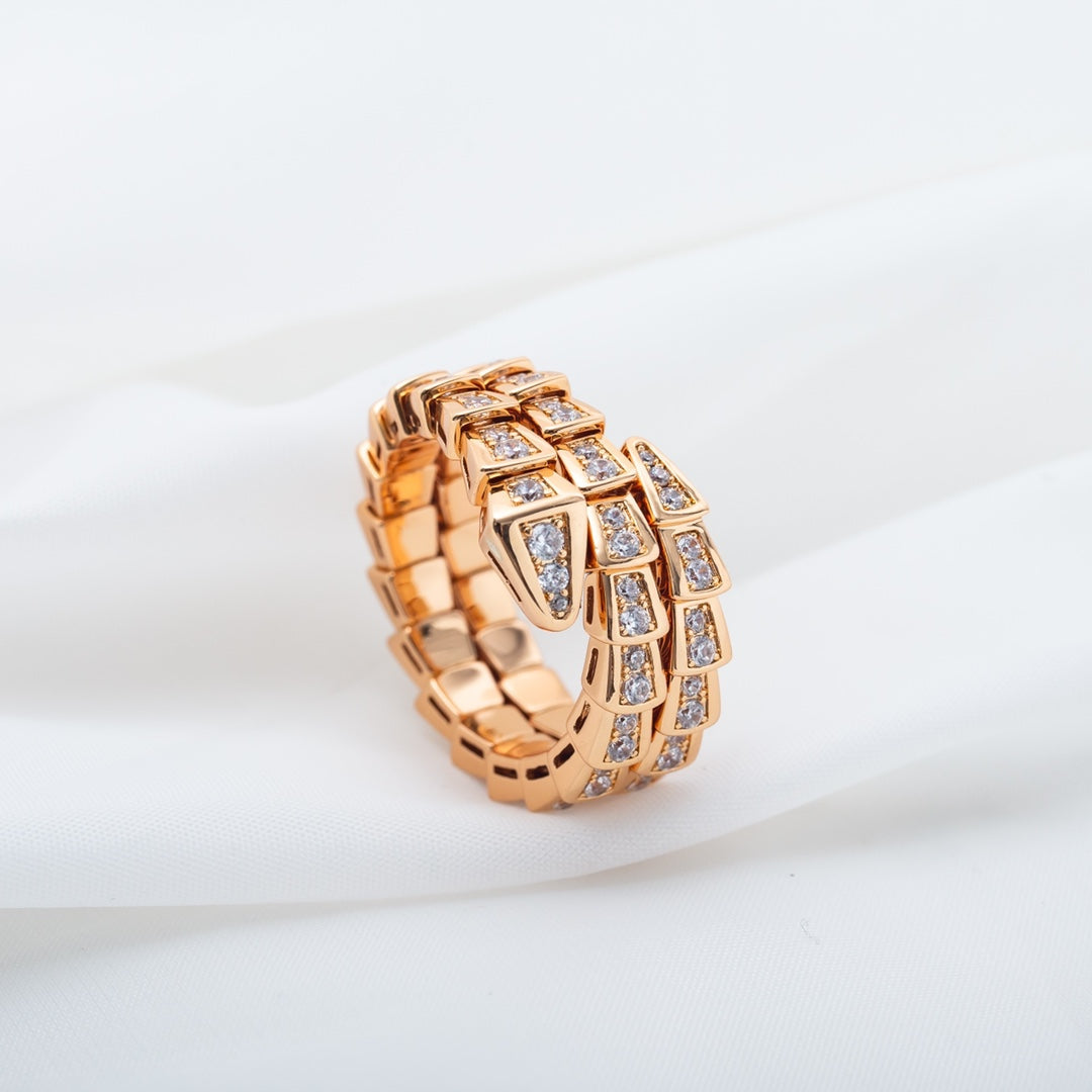 [ELAN LUXE]SERPENTI RING PINK GOLD DIAMOND DOUBLE ROW