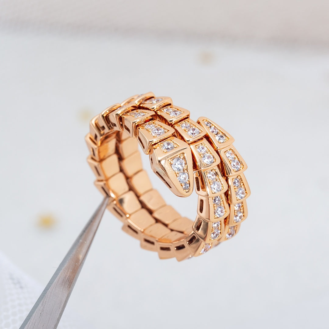 [ELAN LUXE]SERPENTI RING PINK GOLD DIAMOND DOUBLE ROW