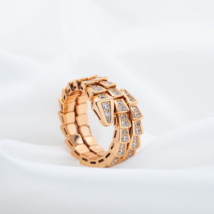 [ELAN LUXE]SERPENTI RING PINK GOLD DIAMOND DOUBLE ROW