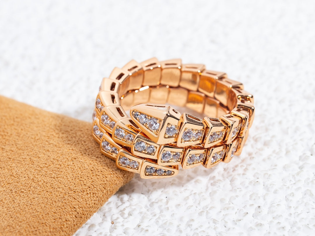 [ELAN LUXE]SERPENTI RING PINK GOLD DIAMOND DOUBLE ROW