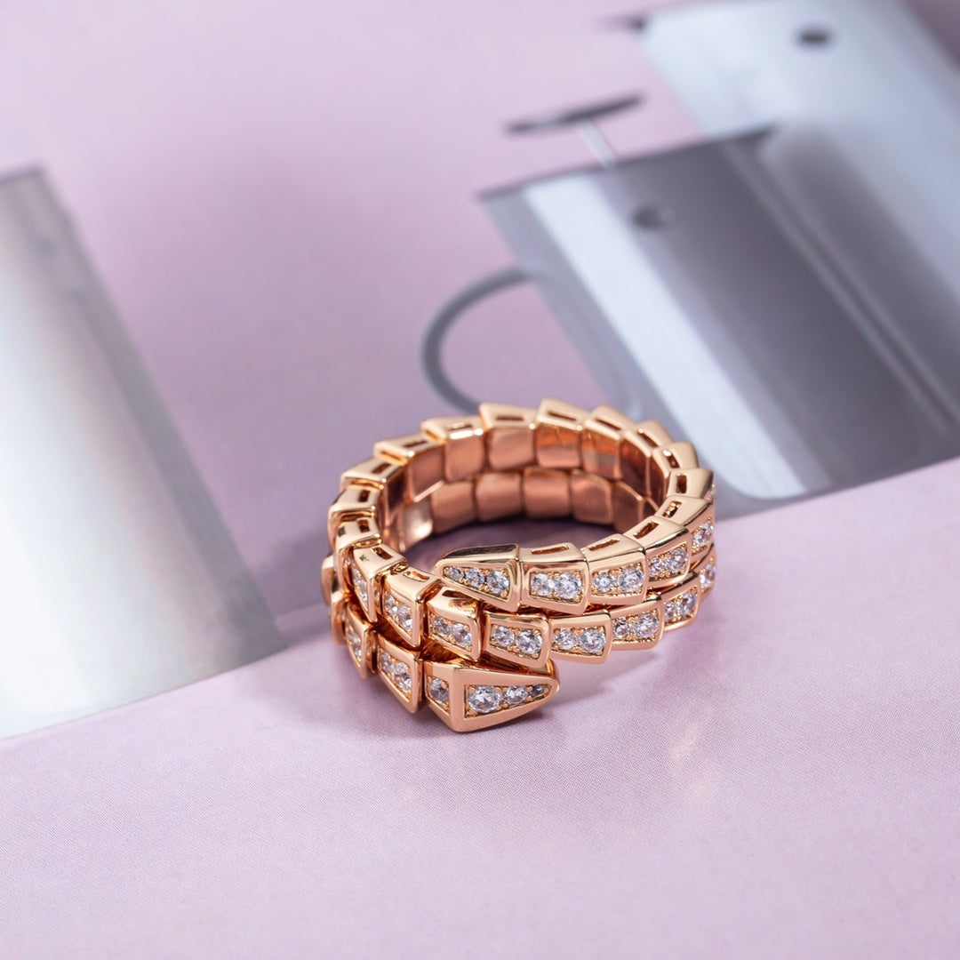 [ELAN LUXE]SERPENTI RING PINK GOLD DIAMOND DOUBLE ROW