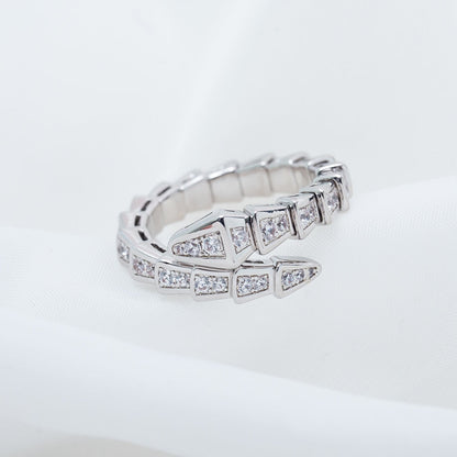 [ELAN LUXE]SERPENTI RING SILVER DIAMOND PAVED 4MM