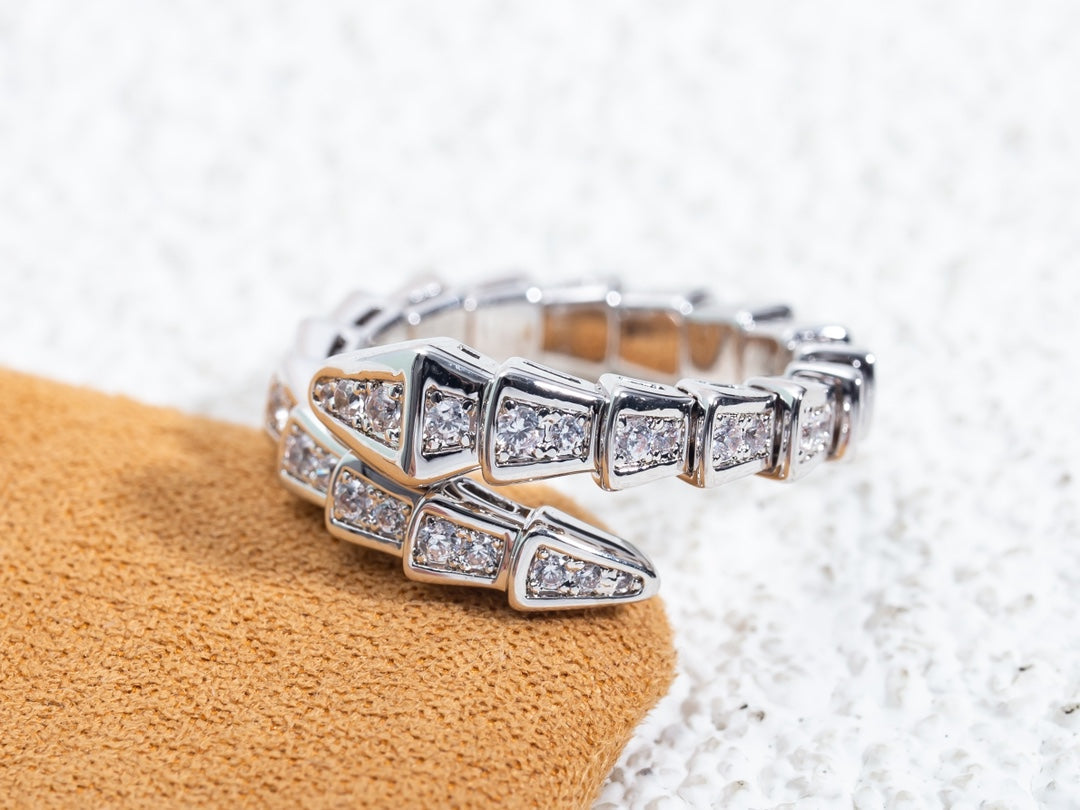 [ELAN LUXE]SERPENTI RING SILVER DIAMOND PAVED 4MM