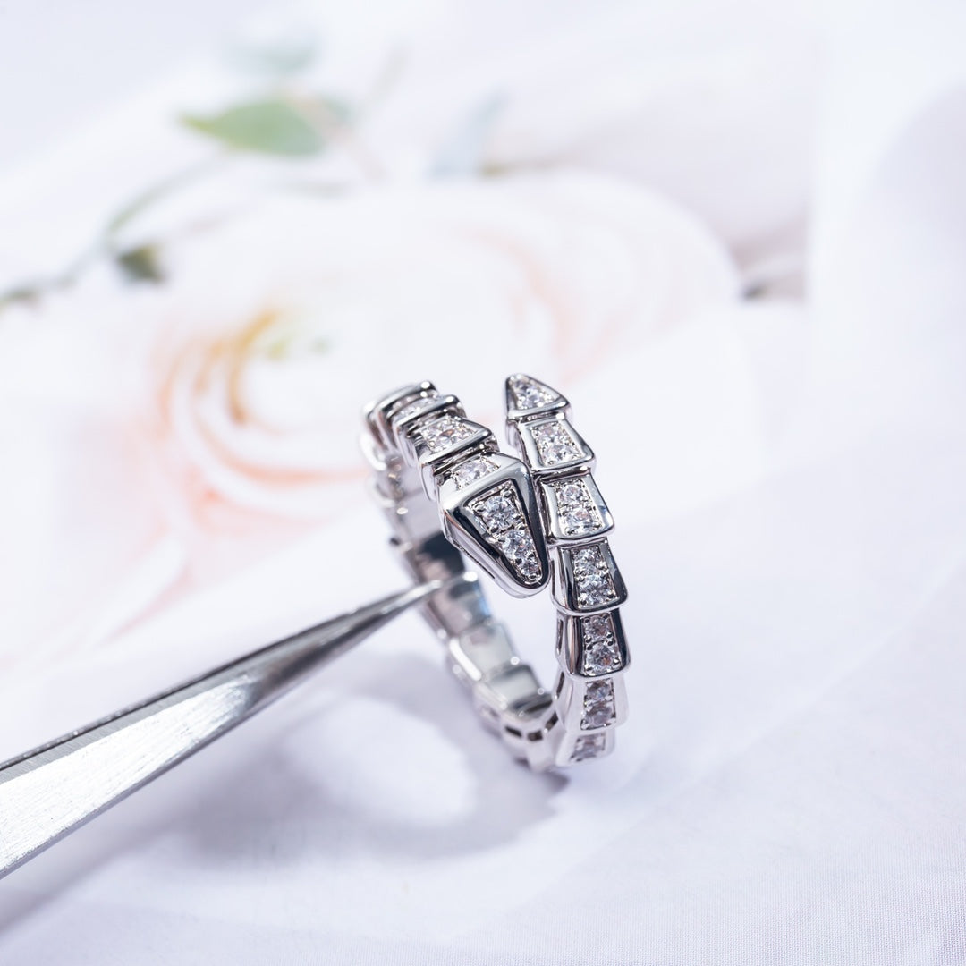 [ELAN LUXE]SERPENTI RING SILVER DIAMOND PAVED 4MM