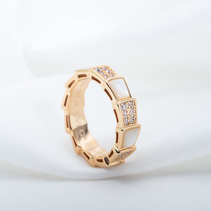 [ELAN LUXE]SERPENTI RING PINK GOLD MOP DIAMOND PAVED 4MM