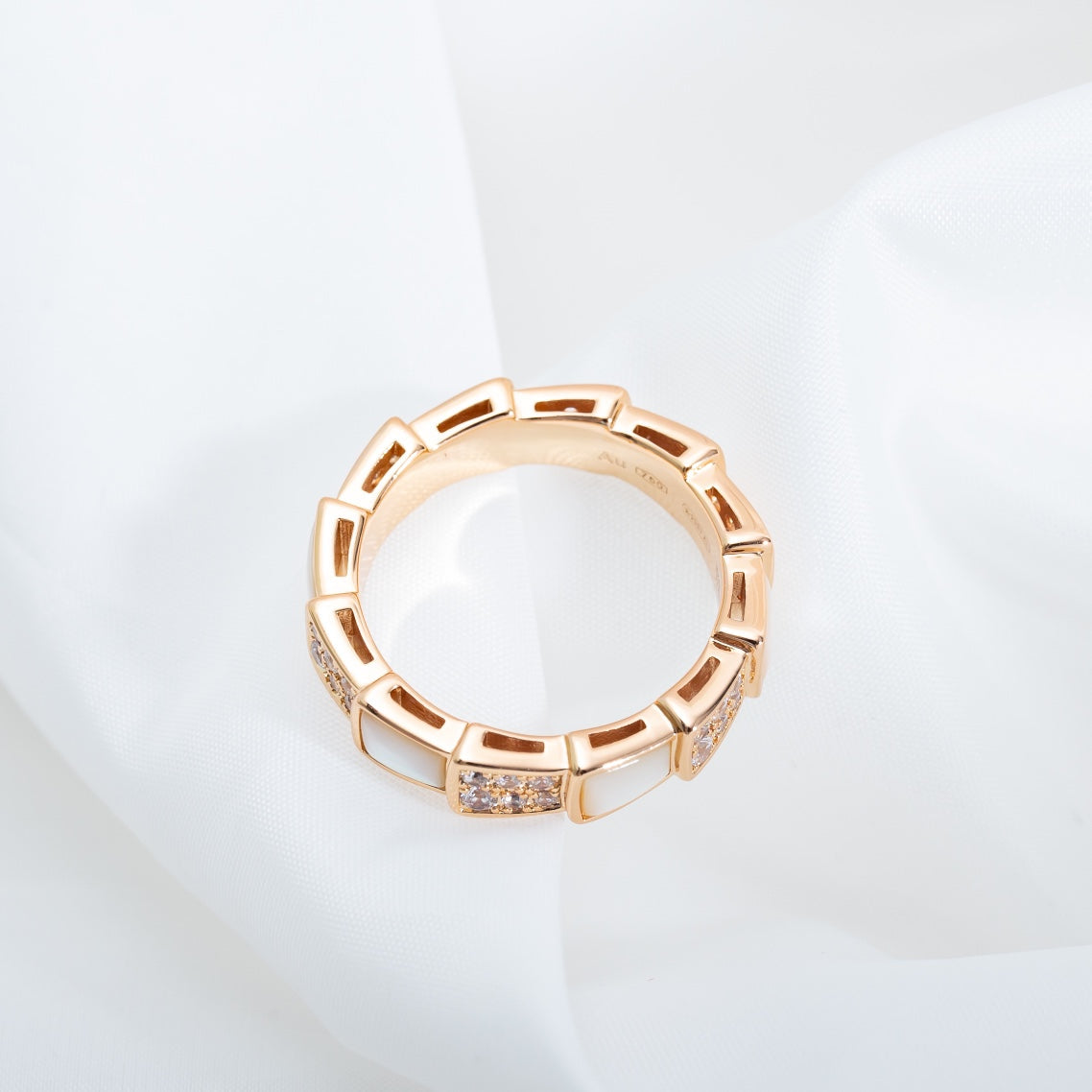 [ELAN LUXE]SERPENTI RING PINK GOLD MOP DIAMOND PAVED 4MM