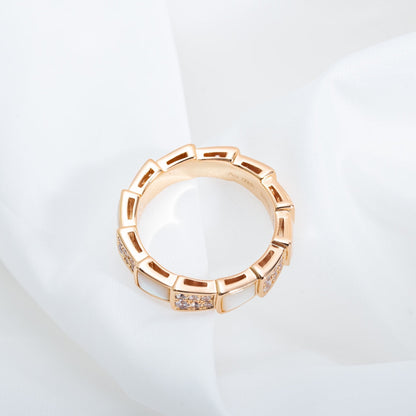 [ELAN LUXE]SERPENTI RING PINK GOLD MOP DIAMOND PAVED 4MM