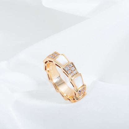 [ELAN LUXE]SERPENTI RING PINK GOLD MOP DIAMOND PAVED 4MM