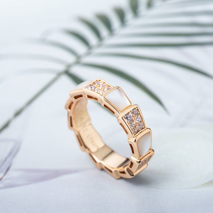[ELAN LUXE]SERPENTI RING PINK GOLD MOP DIAMOND PAVED 4MM