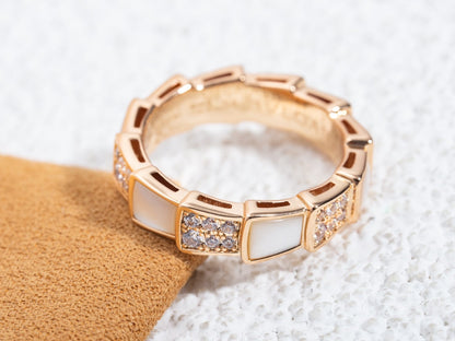[ELAN LUXE]SERPENTI RING PINK GOLD MOP DIAMOND PAVED 4MM