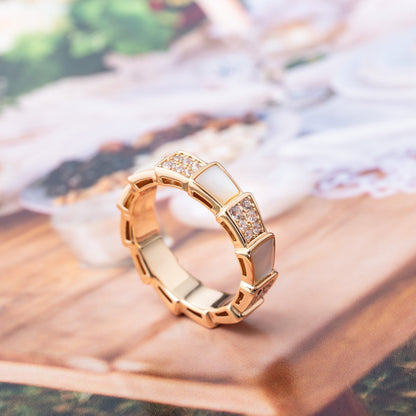 [ELAN LUXE]SERPENTI RING PINK GOLD MOP DIAMOND PAVED 4MM