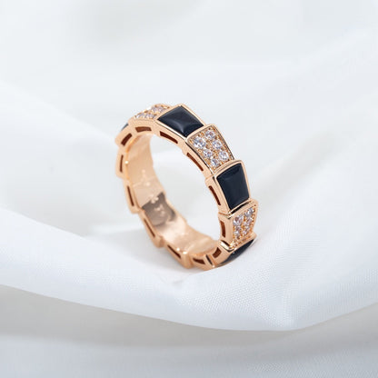 [ELAN LUXE]SERPENTI RING PINK GOLD BLACK MOP DIAMOND PAVED 4MM