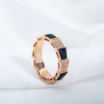 [ELAN LUXE]SERPENTI RING PINK GOLD BLACK MOP DIAMOND PAVED 4MM