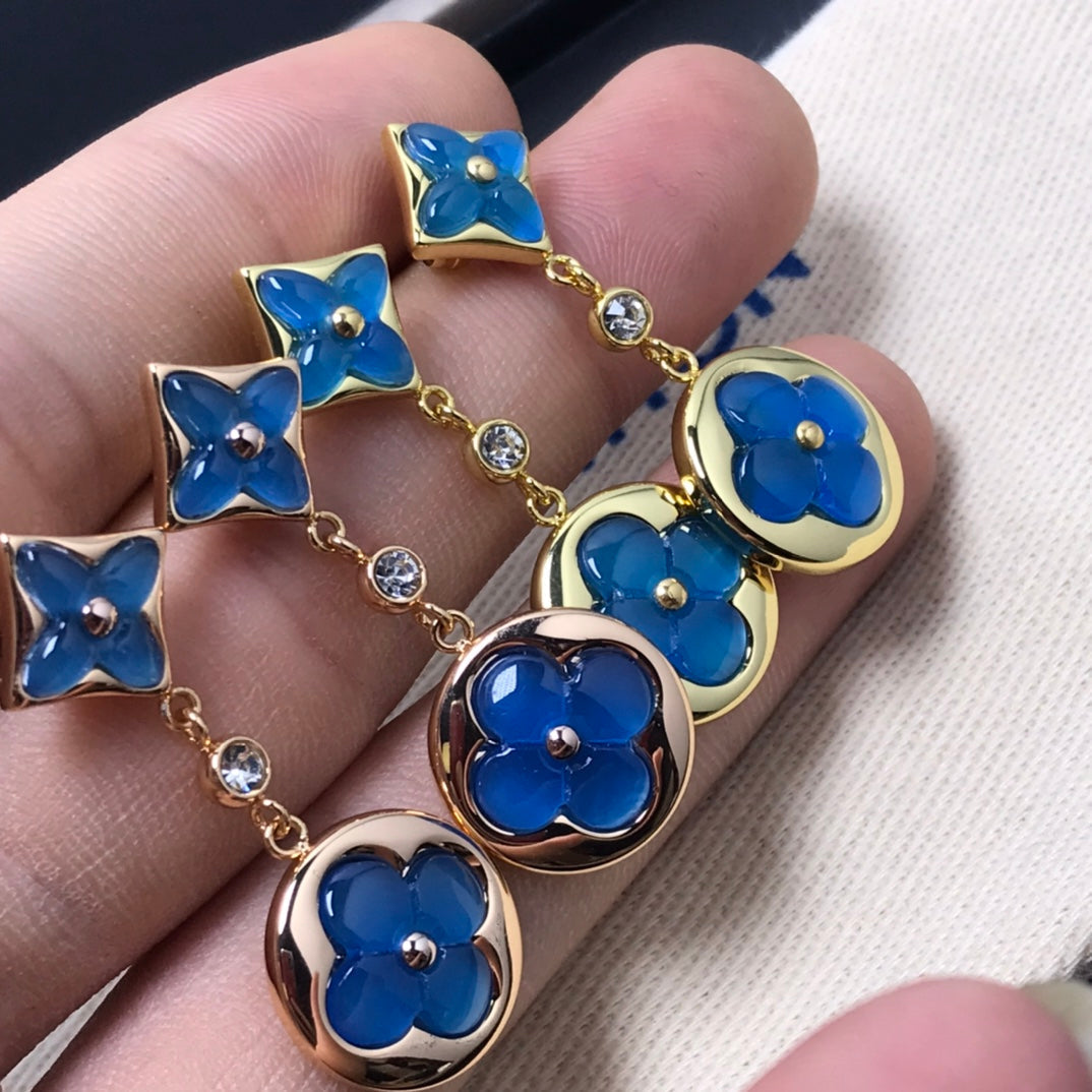 [ELAN LUXE]STAR AND SUN AGATE DIAMOND EARRINGS