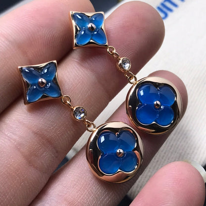 [ELAN LUXE]STAR AND SUN AGATE DIAMOND EARRINGS