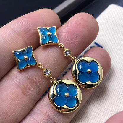 [ELAN LUXE]STAR AND SUN AGATE DIAMOND EARRINGS