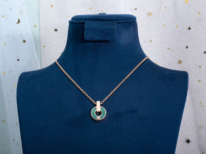 [ELAN LUXE]GARI NECKLACE PINK GOLD MALACHITE