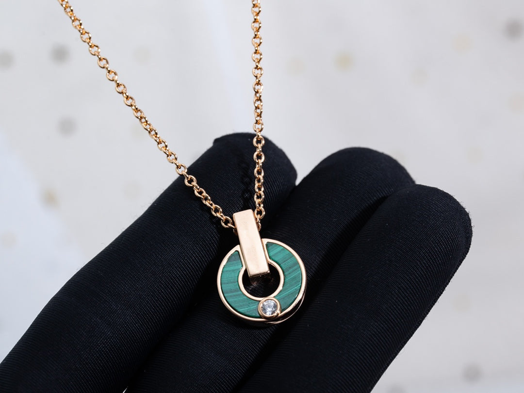 [ELAN LUXE]GARI NECKLACE PINK GOLD MALACHITE