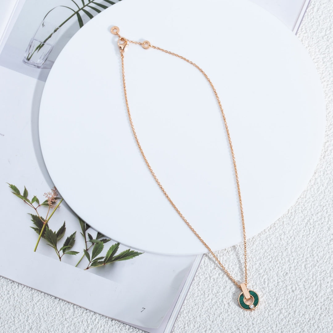 [ELAN LUXE]GARI NECKLACE PINK GOLD MALACHITE