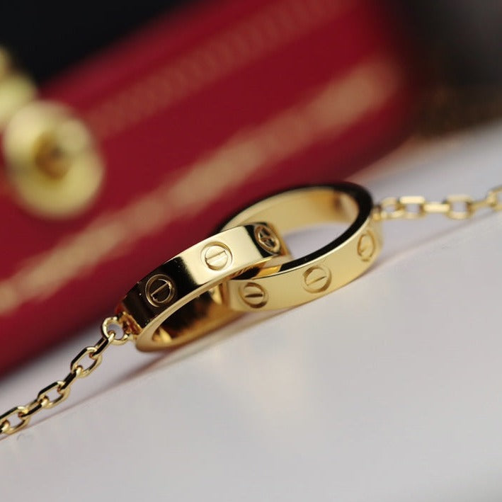 [ELAN LUXE]LOVE NECKLACE DOUBLE RING GOLD