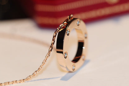 [ELAN LUXE]LOVE NECKLACE 16MM 6 DIAMONDS PINK GOLD