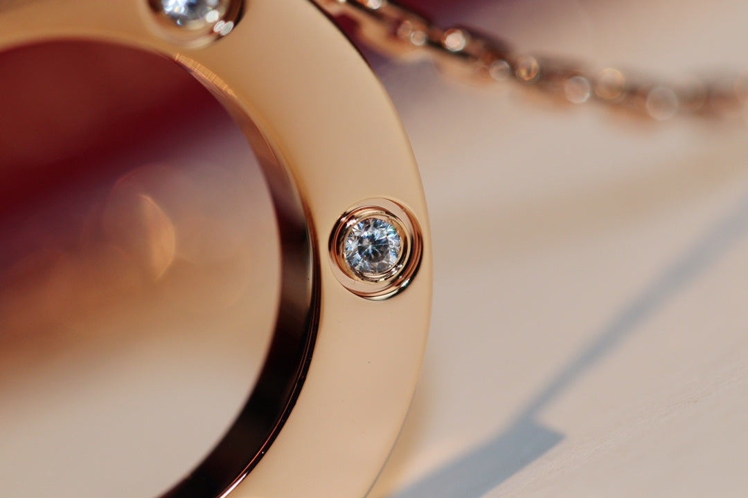 [ELAN LUXE]LOVE NECKLACE 16MM 6 DIAMONDS PINK GOLD