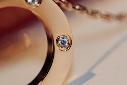 [ELAN LUXE]LOVE NECKLACE 16MM 6 DIAMONDS PINK GOLD