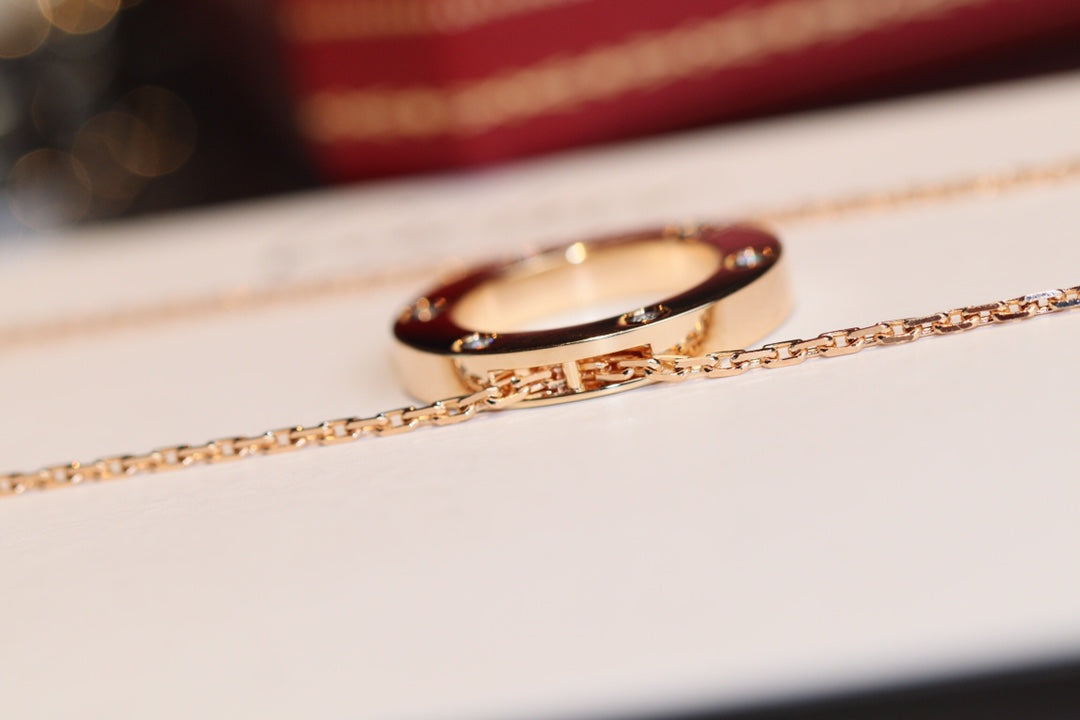 [ELAN LUXE]LOVE NECKLACE 16MM 6 DIAMONDS PINK GOLD