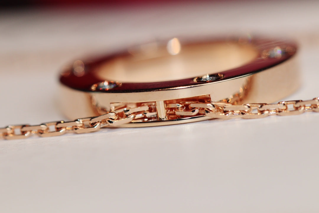 [ELAN LUXE]LOVE NECKLACE 16MM 6 DIAMONDS PINK GOLD