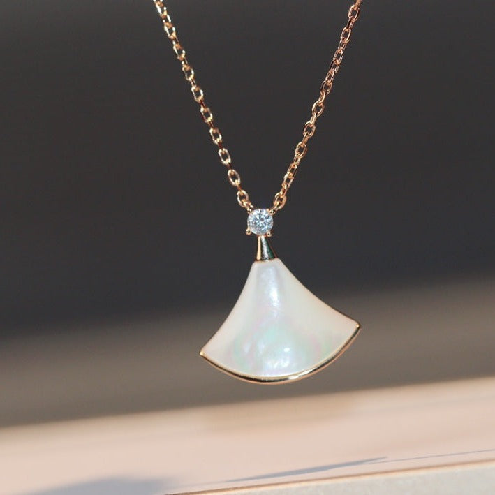 [ELAN LUXE]DREAM NECKLACE WHITE MOP PINK GOLD 1 DIAMOND