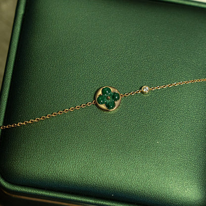 [ELAN LUXE]SUN MALACHITE 1 DIAMOND PINK GOLD BRACELET