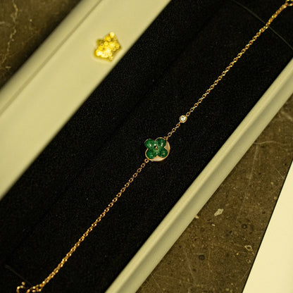 [ELAN LUXE]SUN MALACHITE 1 DIAMOND PINK GOLD BRACELET
