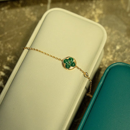 [ELAN LUXE]SUN MALACHITE 1 DIAMOND PINK GOLD BRACELET