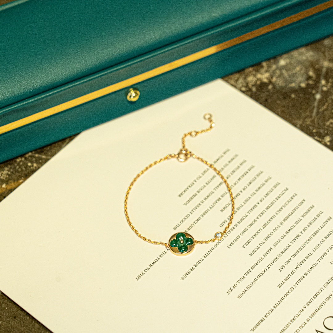 [ELAN LUXE]SUN MALACHITE 1 DIAMOND PINK GOLD BRACELET