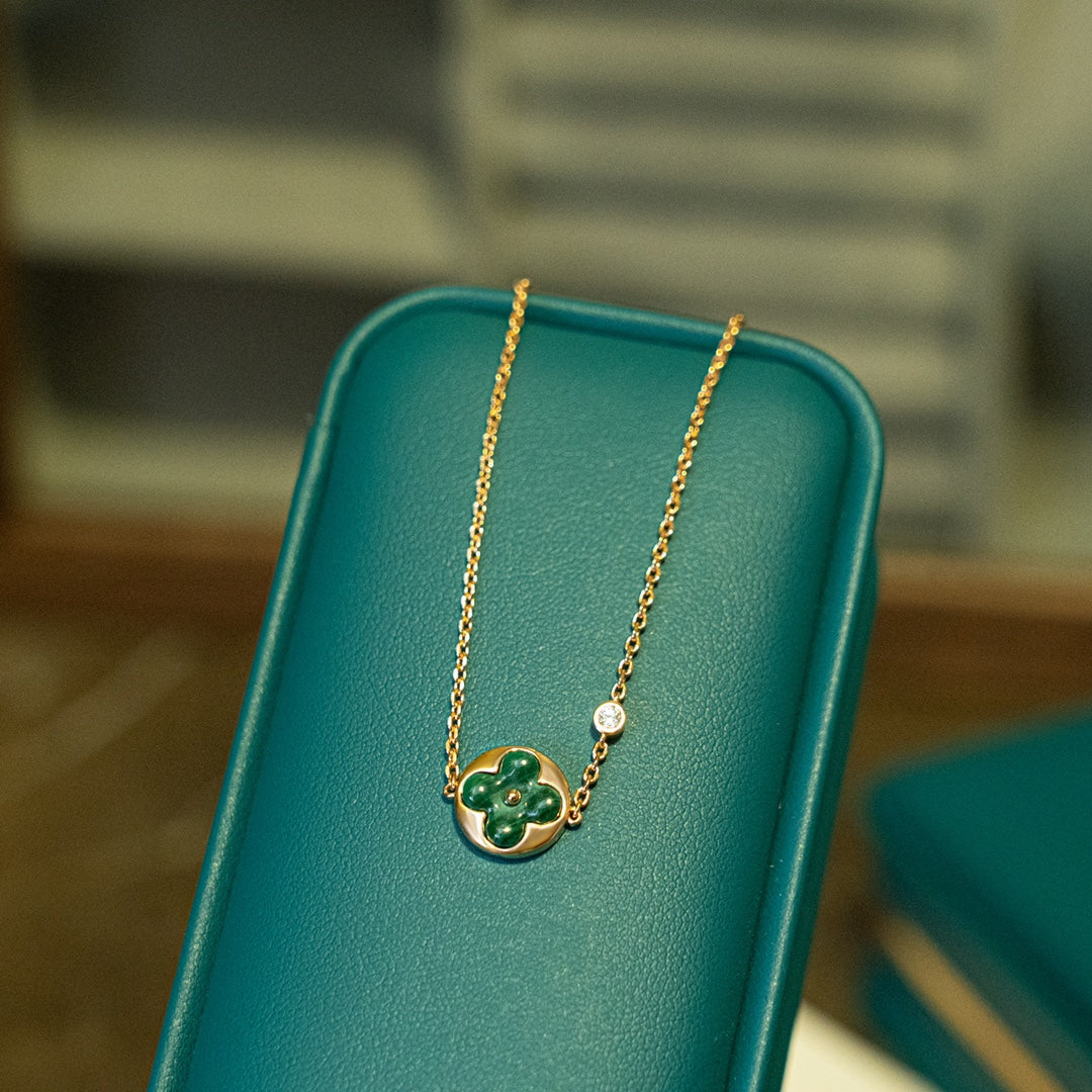 [ELAN LUXE]SUN MALACHITE 1 DIAMOND PINK GOLD BRACELET
