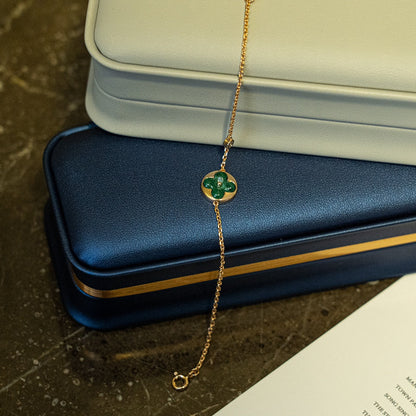 [ELAN LUXE]SUN MALACHITE 1 DIAMOND PINK GOLD BRACELET