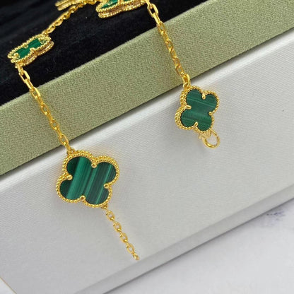 [ELAN LUXE]MAGIC CLOVER MALACHITE GOLD BRACELET 5 MOTIFS