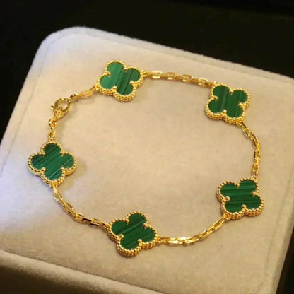 [ELAN LUXE]CLOVER 5 MOTIFS MALACHITE BRACELET
