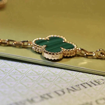 [ELAN LUXE]CLOVER 5 MOTIFS MALACHITE BRACELET