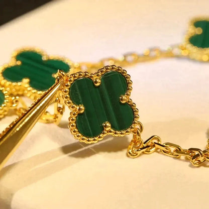 [ELAN LUXE]CLOVER 5 MOTIFS MALACHITE BRACELET