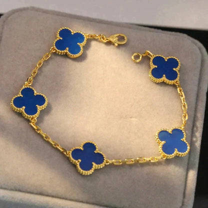 [ELAN LUXE]CLOVER 5 MOTIFS BLUE AGATE BRACELET